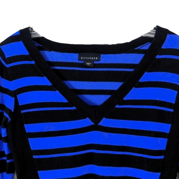 METAPHOR BLUE & BLACK V NECK SWEATER - Picture 2 of 3